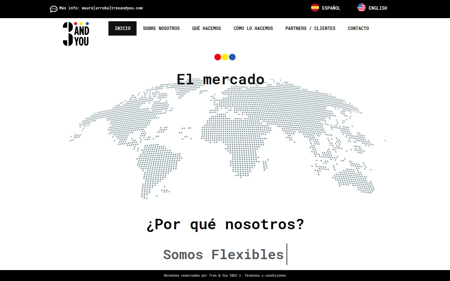 Sitio web de Tres & You desarrollado por Carocas Digital